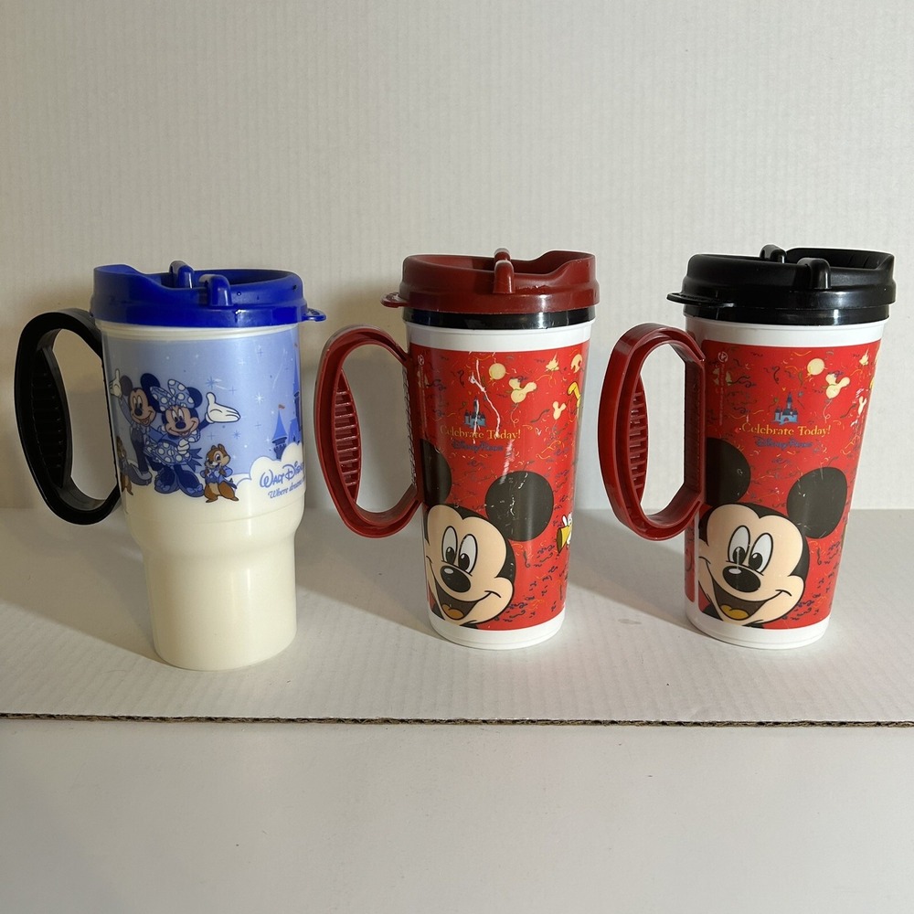 Disney Parks Mickey Mouse‎ Refillable Coca Cola Plastic Cups Lot of 3 2007-2009